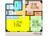 アンソレイユ中穂積 2LDKの間取り