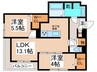 トリシア北巽 2LDKの間取り