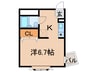 北野ハウス 1Kの間取り