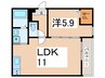 フェリシアーク加美 1LDKの間取り