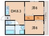 ときわ霞ケ丘レクラン 2DKの間取り