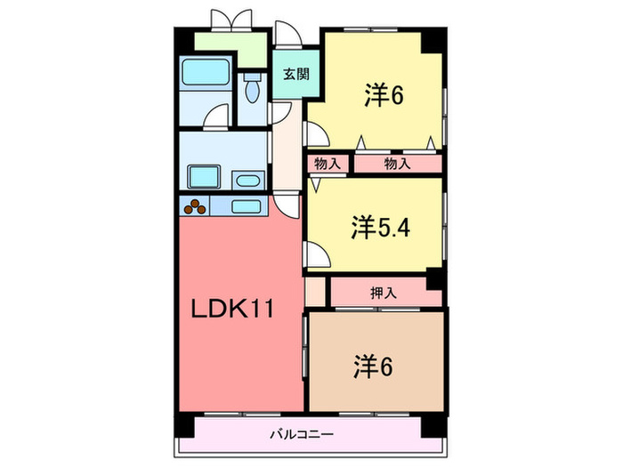 センタ－ヒル岡本 3LDKの間取り