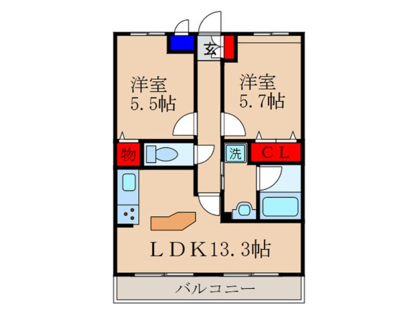 間取図 ＣＨＥＺ　ＬＡ　ＭＥＲＥ