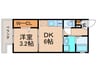 ラシーヌ住吉大社 1DKの間取り