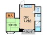 ライフマンション南住吉 1DKの間取り