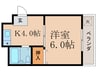 ソサエティ椥辻 1Kの間取り