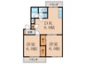 中川ハイツ 2DKの間取り