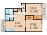 中川ハイツ 2DKの間取り