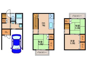 間取図 太秦乾町31-15貸家