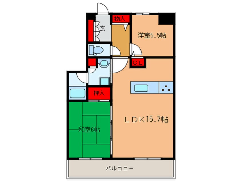 間取図 ﾛｰﾚﾙｽｸｴｱ住道ｻﾝﾀﾜｰ(509)