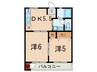 南マンション 2DKの間取り
