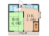 ふもと第2ビル 1DKの間取り
