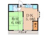 ふもと第2ビル 1DKの間取り