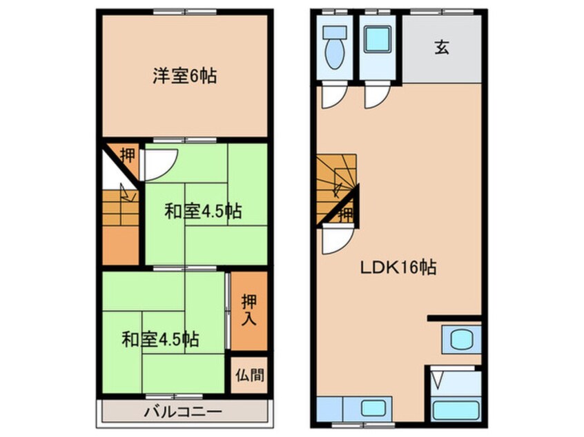 間取図 三宅中3丁目3-8　テラスハウス