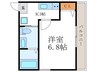 ドミール新白水丸 1Kの間取り