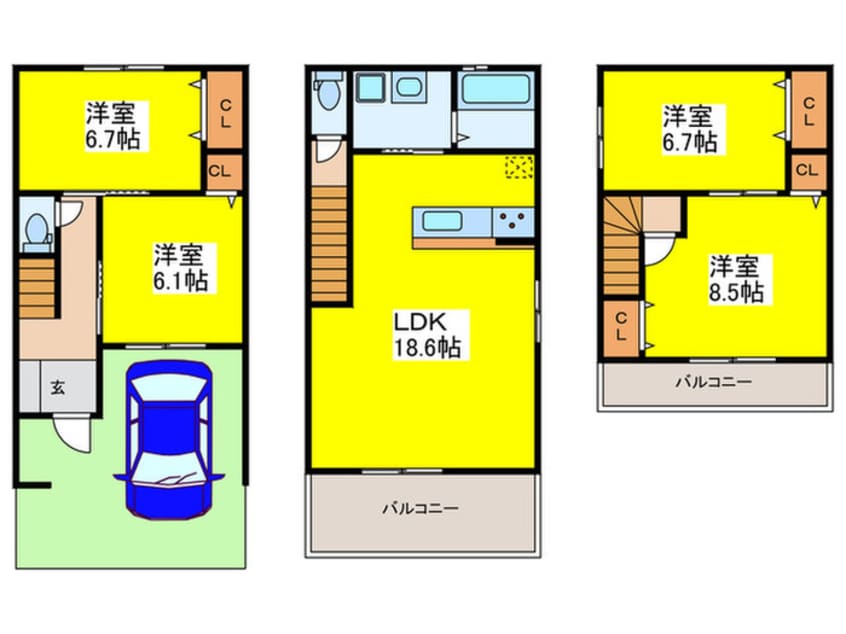 間取図 天下茶屋東１丁目貸家