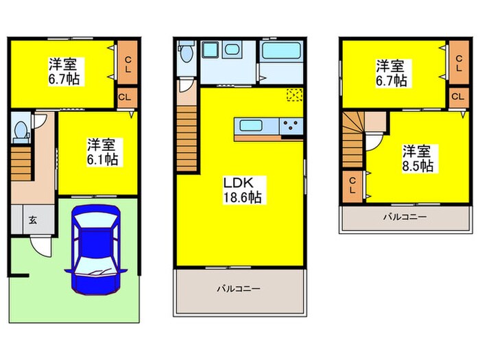 間取り図 天下茶屋東１丁目貸家