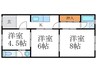 西院乾町68番地3-1貸家 3Kの間取り