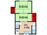 南花屋敷マンション 2DKの間取り