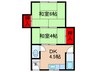南花屋敷マンション 2DKの間取り