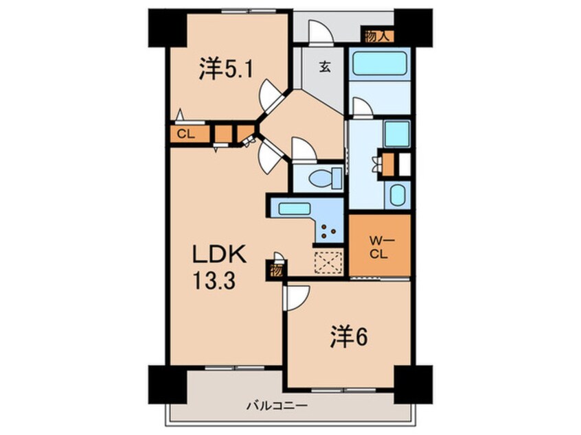 間取図 ﾚｽﾀｰｼﾞｭたちばなﾌﾟﾛｳﾞｧﾝｽ(409)