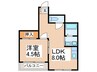 サンハイツ市岡 1LDKの間取り