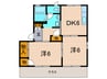 サニーフラッツⅡ北棟 2DKの間取り