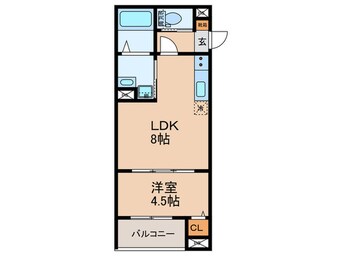 間取図 ＣＲＡＳＴＩＮＥ大蓮北４丁目Ｂ