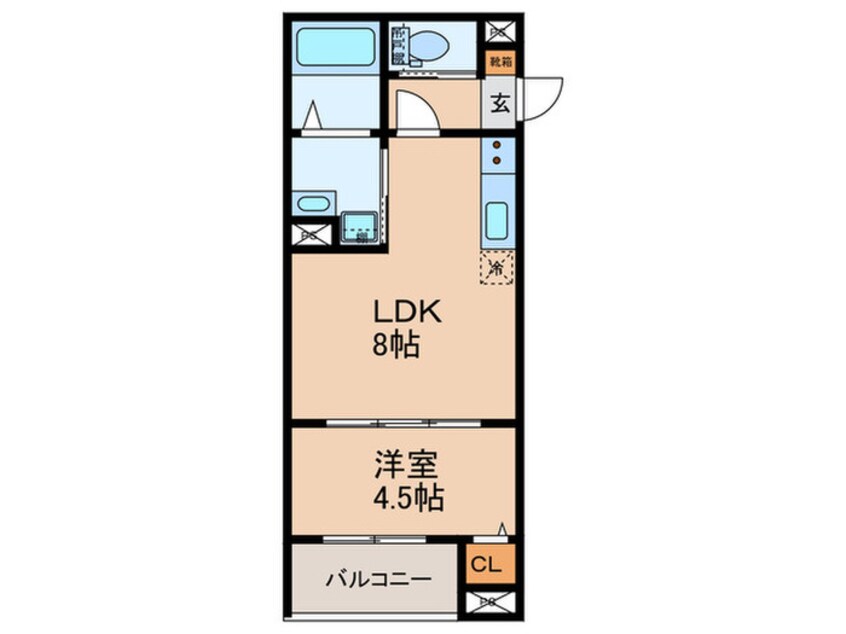 間取図 ＣＲＡＳＴＩＮＥ大蓮北４丁目Ｂ