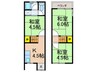 枚方市春日元町テラスハウス 3Kの間取り