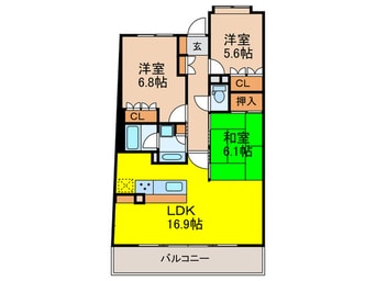 間取図 ﾘｰﾃﾞﾝｽｽｸｴｱ宝塚ﾘﾊﾞｰｼﾞｭ（1407）