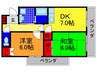 セントポリア東花園 2DKの間取り