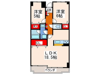 間取図 ｼｬﾙﾏﾝｺｰﾎﾟ枚岡公園B棟(304)