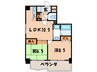 パインフィールド二条城 2LDKの間取り