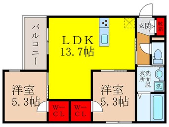間取図 仮）シエーナ川西中央２