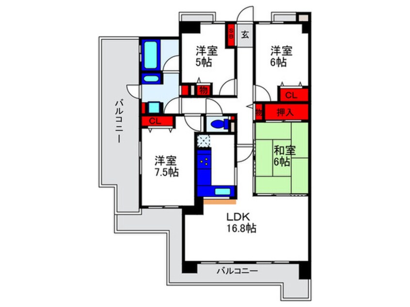 間取図 ジオ豊中柴原（８０３）