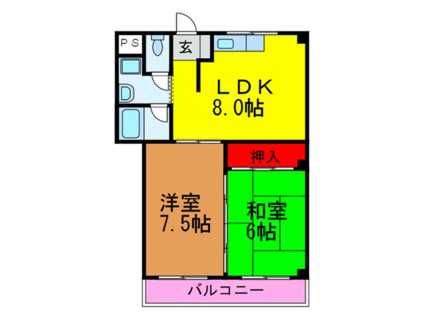 間取図 ビ－トル山本北Ａ棟