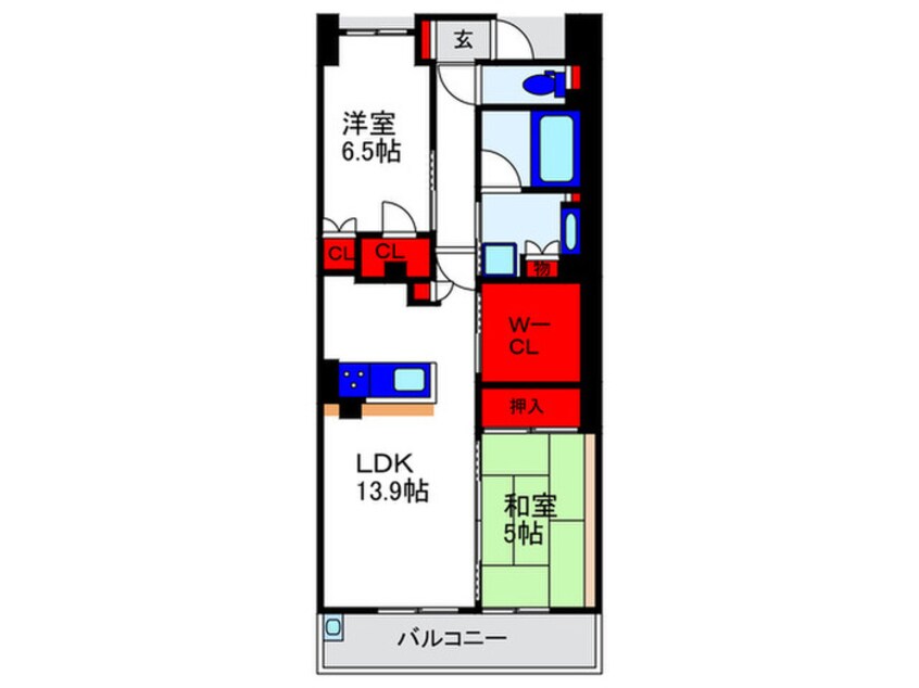 間取図 ﾜｺｰﾚ豊中ｽﾃｰｼｮﾝｳｨﾝｸﾞ（３０６）