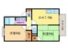 セジュ－ル扇田 2DKの間取り