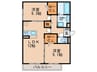 リバード東住吉 2LDKの間取り