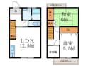 太秦下刑部町貸家（ﾃﾗｽﾊｳｽ）の間取図