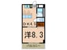 メープルレジデンス 1DKの間取り