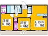 ルシエル　メイキラB棟 2LDKの間取り