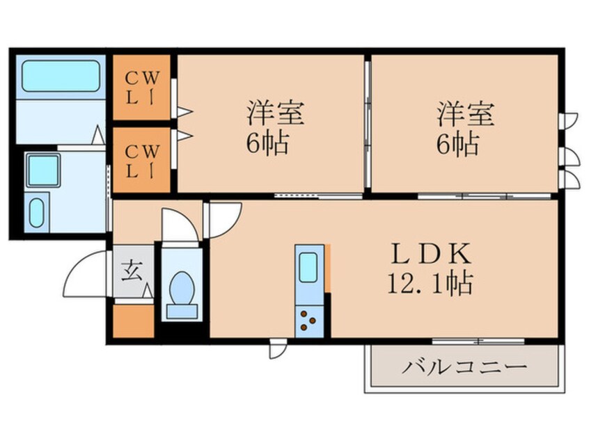 間取図 仮)尼崎市稲葉荘1丁目新築ｱﾊﾟ-ﾄ