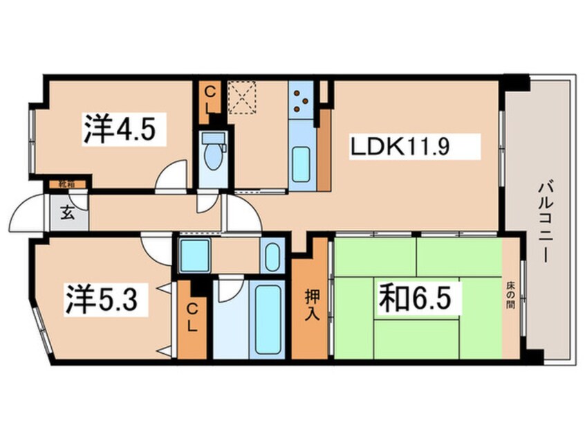 間取図 ﾗｲｵﾝｽﾞﾏﾝｼｮﾝ阿倍野阪南町第２