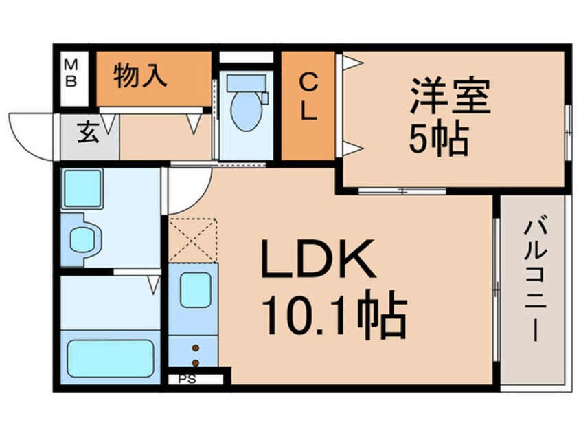 間取図 仮)ﾌﾟﾚｻﾝｽｸﾚｰｼﾞｭ喜里川町 South