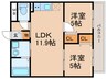 仮)ﾌﾟﾚｻﾝｽｸﾚｰｼﾞｭ喜里川町 South 2LDKの間取り