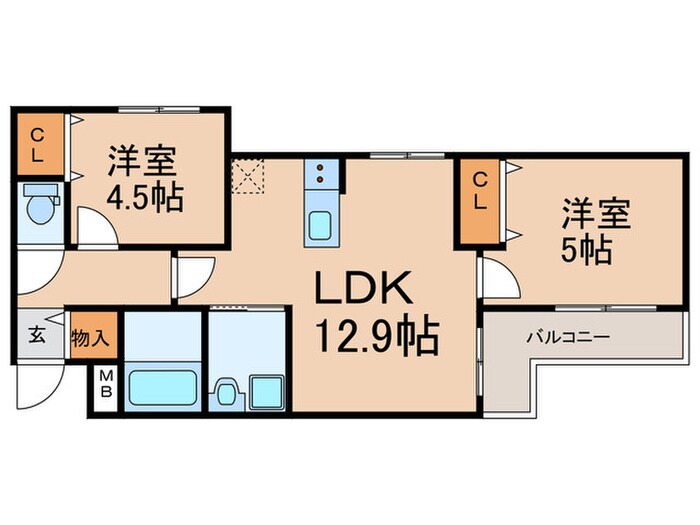 間取り図 仮)ﾌﾟﾚｻﾝｽｸﾚｰｼﾞｭ喜里川町 South