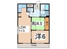 プレアール南亀井Ⅱ 2LDKの間取り