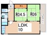 プレアール南亀井Ⅱ 2LDKの間取り